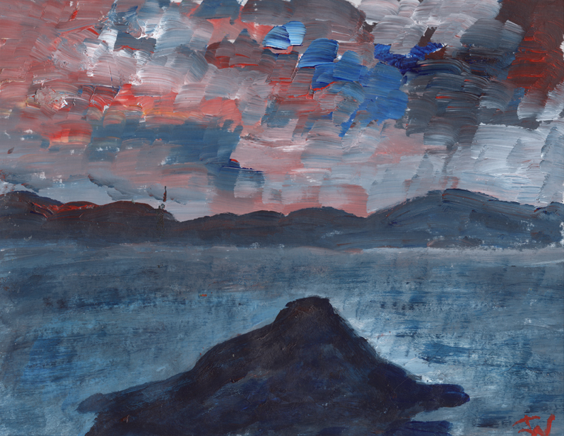 Acrylic on Cardstock 8.5 x 11in For Sale
